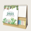2025 creative cactus desk calendar with notepad and colorful sticky notes on kraft base - K01 Cactus with Sticky Notes 2026.7-2027.12