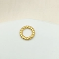Detailed golden twisted rope texture ring connector for jewelry making DIY projects - Style 09 (Gold Twisted Cord)