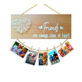 Wandbehang aus Holz für Fotos mit Herzmotiv aus Fadenkunst für die Familiengalerie - Beste Freunde Hell Stil (DZH3515) / 1 Stück/Packung (Verpackt)