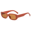 Vintage narrow frame sunglasses in coral orange with amber lenses for a Y2K trendy look - Matte Orange