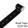 5cm x 5m black DIY road track tape with white dotted lines for toy car railway play - Flat Road Tape