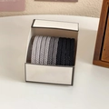 Set of 10 braided elastic hair ties in grey and black tones within a white window gift box - 2# Gradient Grey/Black (5pcs Set)