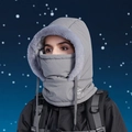 Grey winter fleece-lined hooded face mask for outdoor cycling and skiing - Dark Gray (Adult)