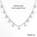 Collar de corazón de acero inoxidable plateado con cadena de 45cm y diseño fino - Color Acero