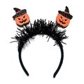 Halloween headband with orange pumpkins and black wizard hats on a tinsel base - Pumpkin Wizard Hat Tinsel