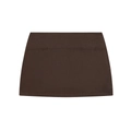 Minimalist high-waisted dark brown mini skirt with horizontal seam detail on white background - XS / Coffee