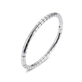 Polished silver stainless steel bamboo style bangle with a sleek modular design - Square Steel Color Bamboo Knot