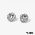 Silver twisted knot stud earrings made of high-quality 316 stainless steel for women - Knot Style (PD3478) / Silver