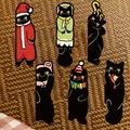 Set di 6 graziosi segnalibri a forma di gatto nero con vari costumi come Babbo Natale - 30 Fogli / Serie Gatto Nero (QH410)