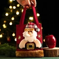 Christmas Santa Claus burlap gift bag with faux fur trim, dimensions 34x20cm for holiday candy - Santa Claus Style