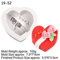 White silicone heart rose mold with Love text for handmade soap and chocolate making - LOVE Rose Heart / Gray