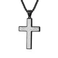 Collana con ciondolo a croce bicolore da uomo con cornice nera e finitura argento - Pendente Singolo Nero