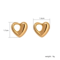 Detailed view of 3D heart-shaped gold earrings with 1.7cm height and 1.6cm width specs - 3D Heart Shape Design (款式5)