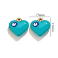 Detail of 17mm heart-shaped evil eye pendant with light blue enamel and gold plating - Gold Sky Blue Evil Eye Heart