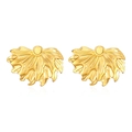 Retro 18K gold-plated stainless steel maple leaf stud earrings on a white background - Leaf Shaped Stud Earrings Gold (MS-504)