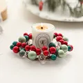13cm Christmas berry candle ring with red and silver ornaments for festive table decor - Red and Green Candle Wreath
