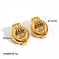 Schicke 18k vergoldete geometrische Creolen mit Vintage-Rippstruktur und Spiegelglanz - Goldener Stil (TE60207-G)