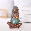 Intricate Gaia Mother Earth resin statue with globe belly design for desktop decor - Mother Earth Medium