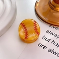 Haarklammer aus orangefarbenem Acetat im Baseball-Stil mit roten Nähten und Marmorierung - Orangener Baseball