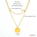 Collana a doppio strato in acciaio inossidabile placcato oro 18k con ciondolo a disco - Stile Doppio Disco Dorato (ZN1014G) / Oro 18K