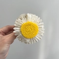 Sweet daisy hair claw clip with white pleated petals and yellow raffia center - Yellow Sunflower + Claw Clip