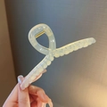 Large twisted cream acrylic hair claw clip with golden spring for thick hair - Jelly Mermaid-13cm (Strengthened)