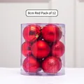 Set of 12 red Christmas ball ornaments 8cm in diameter with assorted finishes - 8cm Red Boxed Balls (12 Pieces)