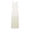 Elegante abito bianco senza maniche aderente con lunghe frange sull'orlo - XS / Bianco