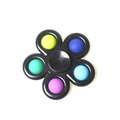 Fidget spinner toy with black floral frame and five vibrant multi-colored silicone bubbles - Black