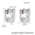 Silver stainless steel crossover hoop earrings with pave-set zircon crystals - F513-M-10mm / Steel