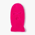 Three-hole neon pink knitted balaclava mask for winter cycling and outdoor skiing - One Size / Rose Red