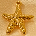 Golden starfish pendant with textured finish and integrated loop for DIY jewelry - Dot Starfish (23.5mm)