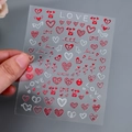 Waterproof Valentine's Day nail stickers with red hearts and LOVE motifs, model XZ-D2310 - Love Letter Heart Style (XZ-D2310) / Red