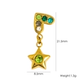 Gold heart and star earring with colorful stones and dimension measurements - Five-Color Gem Heart Star Pendant (YTE2411008-1)