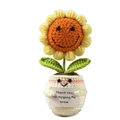 Handmade crochet sunflower plant in white pot with Thank You card for gifting - Pink Rim White Pot Sunflower
