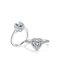 Elegant S925 sterling silver heart-shaped halo ring set with sparkling zircon stones - US Size 6 / Silver