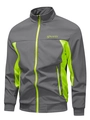 Giacca a vento sportiva da uomo grigio scuro con dettagli verde neon a contrasto - S / grigio scuro