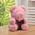 Pink PE foam rose bear with Just for you ribbon for Valentine gift decoration - 35CM Naked Bear / Light Pink