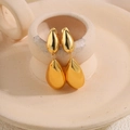Elegant 18k gold plated titanium steel double teardrop dangle earrings with a glossy finish - Teardrop Drop Earrings