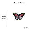 Embroidered butterfly patch in red and yellow tones measuring 4.4x2.5cm for DIY clothing - Small / With Adhesive / Light Orange