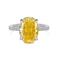 Elegant S925 sterling silver ring with oval yellow high carbon diamond and side stones - Oval Main Stone (DY120167-S-W-HB)
