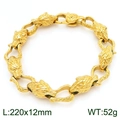 Bracelet tête de loup viking doré pour homme avec maillons détaillés de 220 mm - Or (KB208517-KJX)
