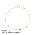 Collana vintage francese con apatite e perle colorate, 4,2g, lunghezza 40,5+5cm - Collana in Pietra Naturale