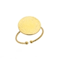 Anello regolabile in acciaio placcato oro 18k con disco martellato e fascia intrecciata - 33-Stile Sigillo Testurizzato Rotondo
