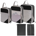 Black and white 5-piece travel organizer set with mesh panels and gray handles - Five-Piece Set / Black