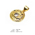 Evil eye copper pendant with colorful cubic zirconia and a central clear crystal - Micro Pave Evil Eye Charm