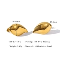 Macro view of 18K PVD plated stainless steel teardrop earrings showing precise dimensions - 3D Teardrop Style (HF-E3618-G) / 16x25.6mm