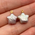 Handcrafted star-shaped freshwater baroque pearl pendant with gold plating connector - Freshwater Pearl