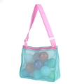 Pink and green mesh shell beach bag for kids with colorful ball storage - Green with Pink Strap / 21*25*8cm