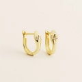 Gold snake huggie earrings featuring sparkling cubic zirconia studs on a white background - Gold